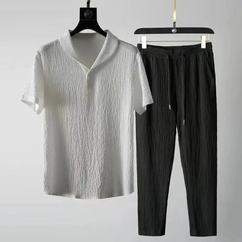 2023 Summer New Men Set Casual Sets T-Shirts+Pants